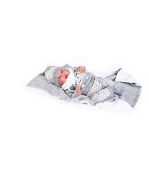 Bebé Sweet Reborn Pipo con Toquilla Gris 42 cm