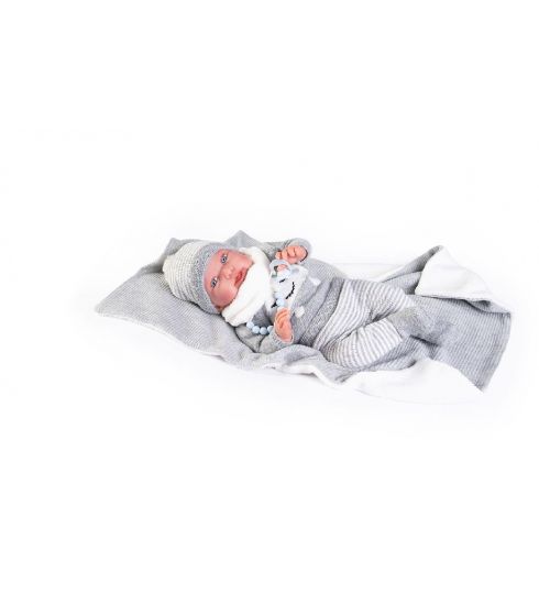 Bebé Sweet Reborn Pipo con Toquilla Gris 42 cm
