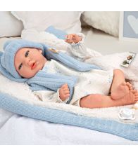 Bebé Reborn Arias 40 cm Martin Azul con Manta